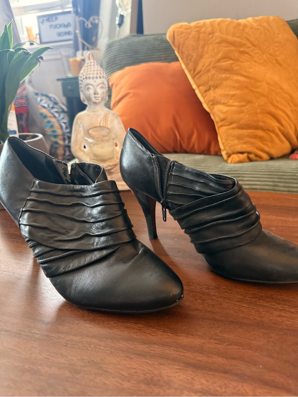 Alfani Black Ruched Ankle Heels